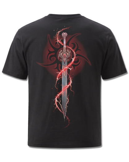 Spiral Takeo Blade design, back view on Black M101, Rock Off Retail official merch