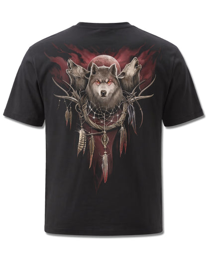 Spiral Cry Of The Wolf design, back view on Black M101, Rock Off Retail official merch