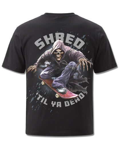 Spiral Soul Boarder design, back view on Black M101, Rock Off Retail official merch