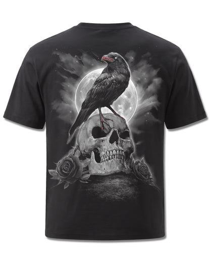 Spiral Grave Walker design, back view on Black M101, Rock Off Retail official merch