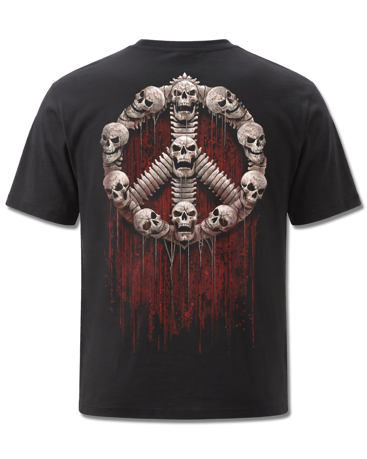 Spiral War Kills design, back view on Black M101, Rock Off Retail official merch