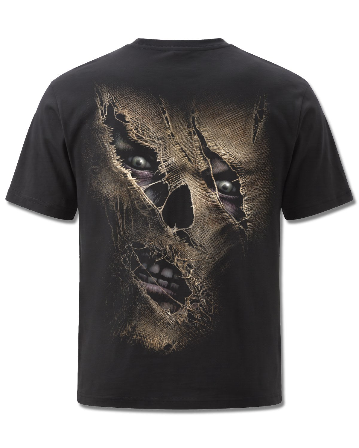 Spiral Thread Scare design, back view on Black M101, Rock Off Retail official merch