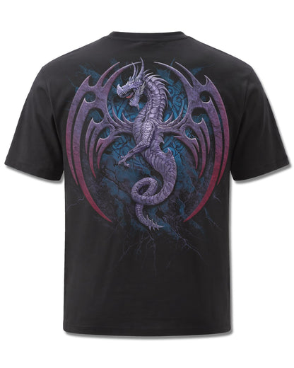 Spiral Dragon Borne design, back view on Black M101, Rock Off Retail official merch