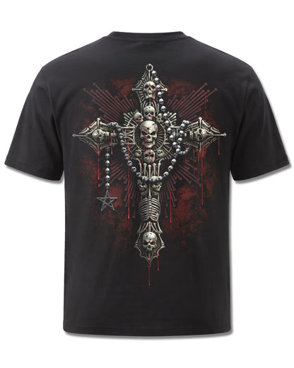 Spiral Death Bones design, back view on Black M101, Rock Off Retail official merch