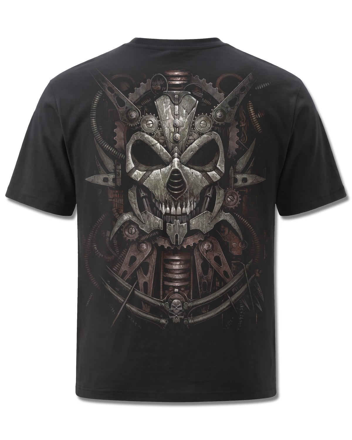 Spiral Diesel Punk design, back view on Black M101, Rock Off Retail official merch