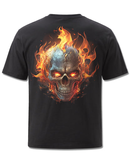 Spiral Night Rider design, back view on Black M101, Rock Off Retail official merch