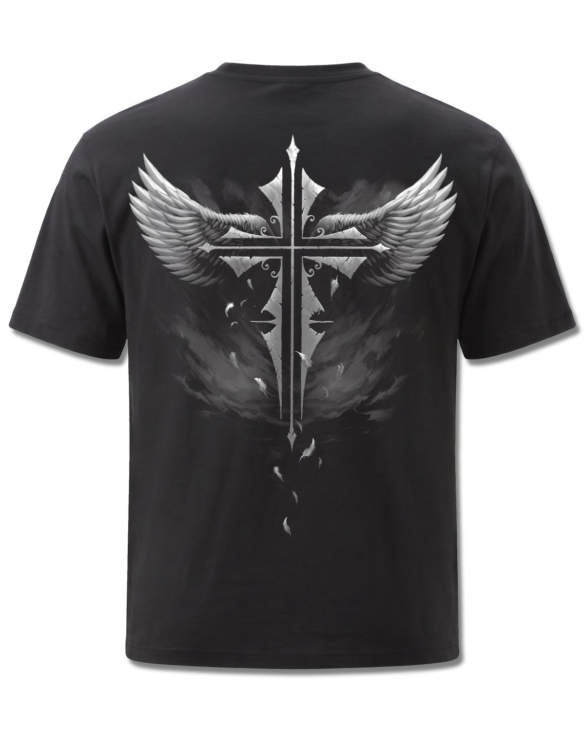 Spiral Lucid Dreams design, back view on Black M101, Rock Off Retail official merch