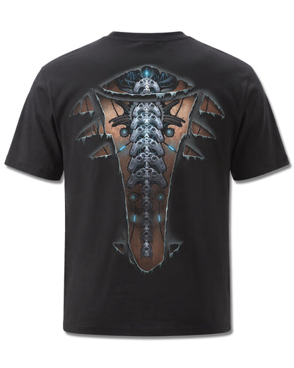 Spiral Cyber Skin design, back view on Black M101, Rock Off Retail official merch