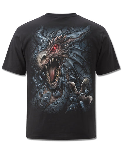 Spiral Dragon's Lair design, back view on Black M101, Rock Off Retail official merch
