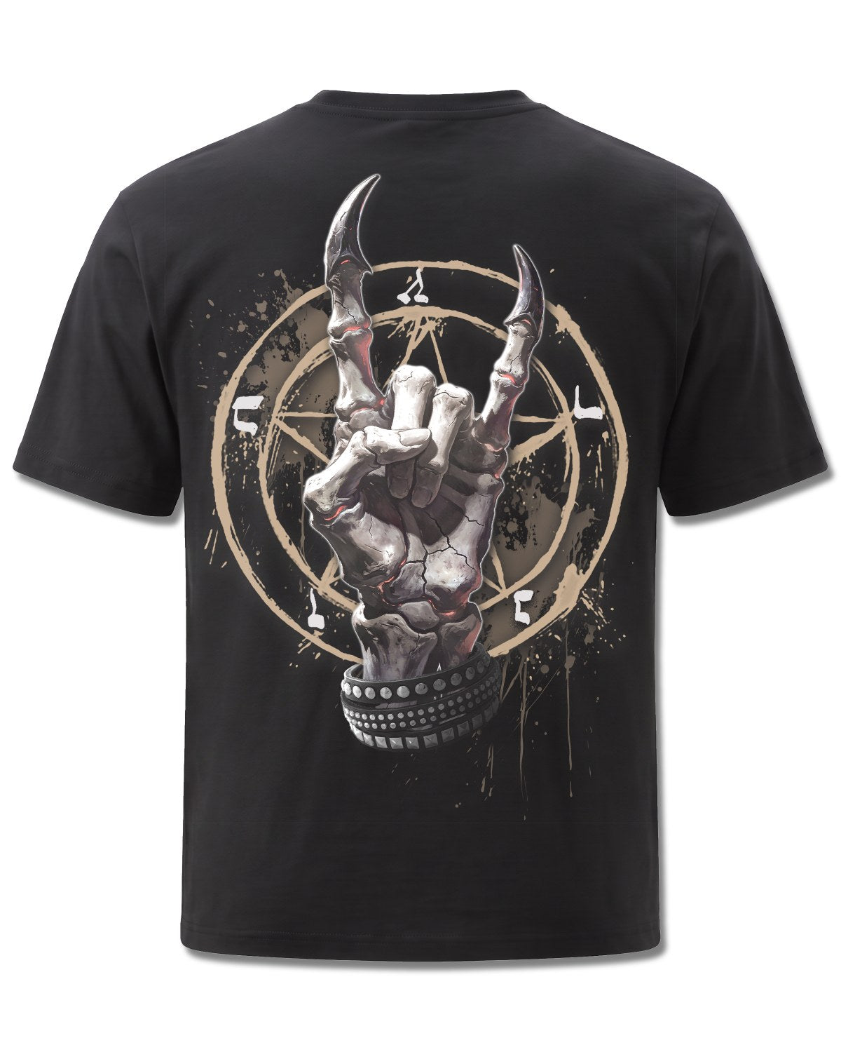 Spiral Pure Metal design, back view on Black M101, Rock Off Retail official merch