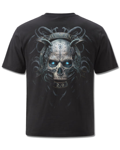 Spiral Human 2.0 design, back view on Black M101, Rock Off Retail official merch