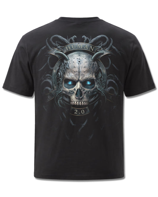Spiral Human 2.0 design, back view on Black M101, Rock Off Retail official merch