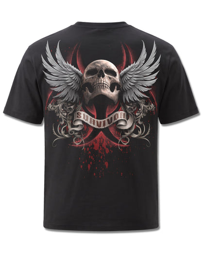 Spiral Lockdown 2020 design, back view on Black M101, Rock Off Retail official merch