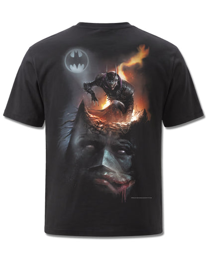 DC Comics Batman Jokerman (Batman) design, back view on Black M101, Rock Off Retail official merch