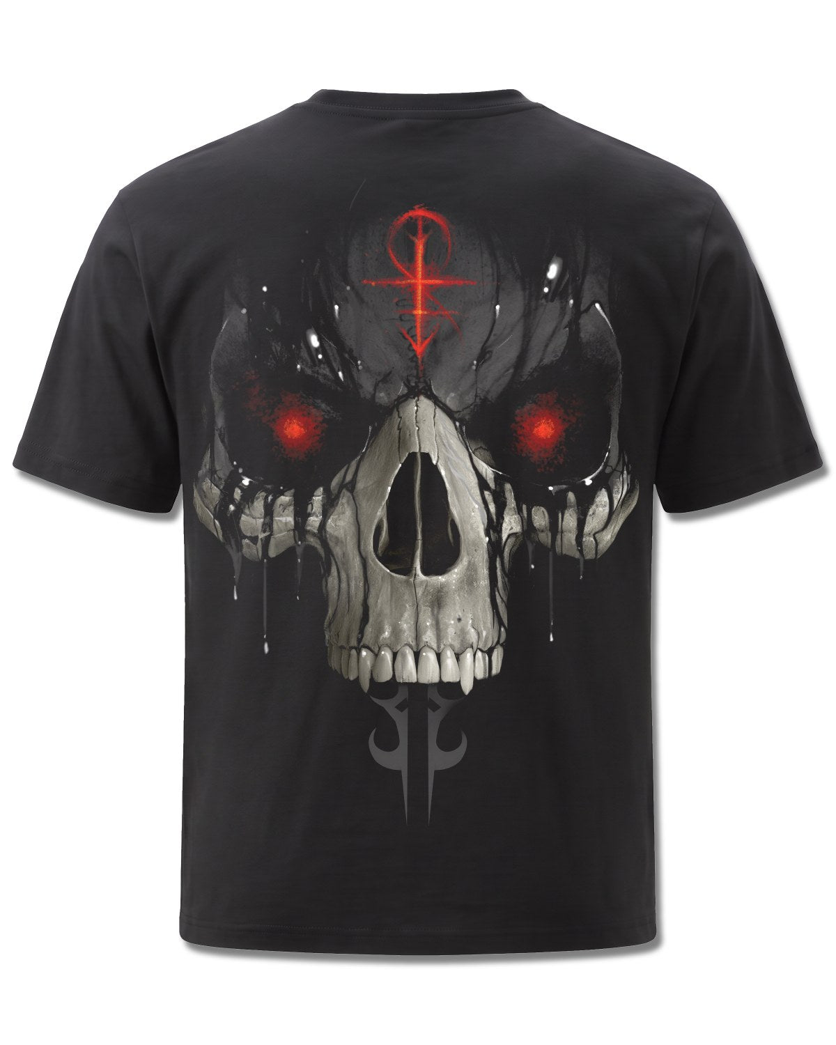 Spiral Dark Death design, back view on Black M101, Rock Off Retail official merch