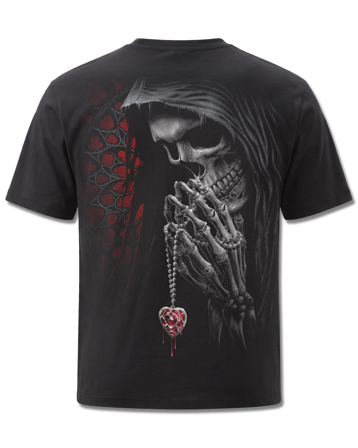 Spiral Forbidden design, back view on Black M101, Rock Off Retail official merch