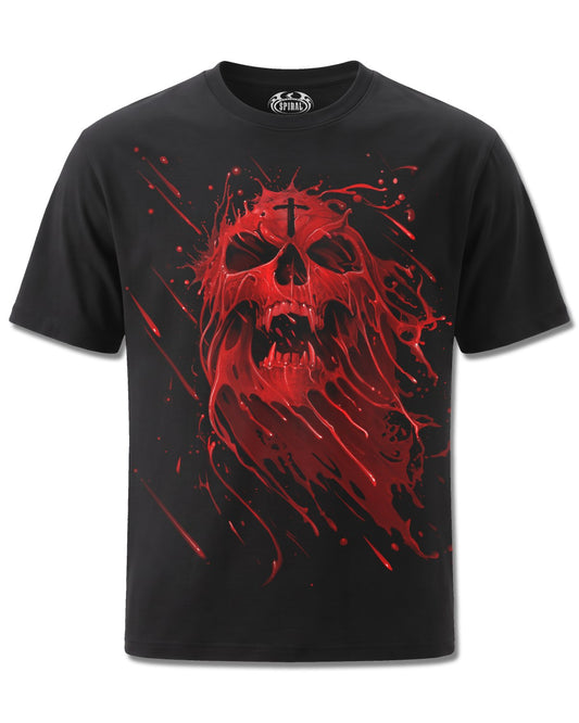 Spiral Pure Blood design, front view on Black M101, Rock Off Retail official merch