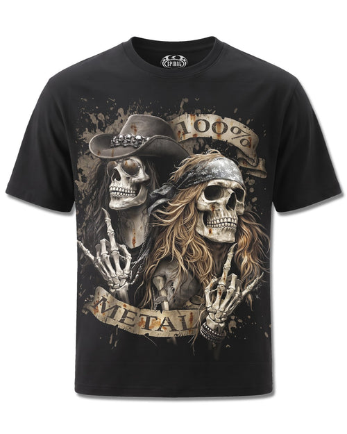 Spiral Pure Metal design, front view on Black M101, Rock Off Retail official merch