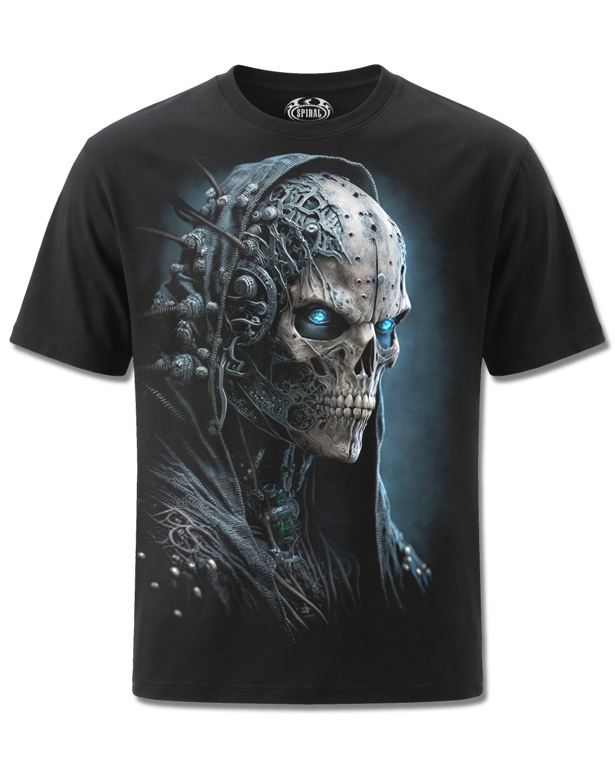 Spiral Human 2.0 design, front view on Black M101, Rock Off Retail official merch