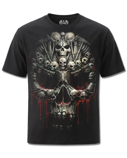 Spiral Death Bones design, front view on Black M101, Rock Off Retail official merch