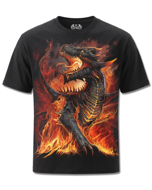 Spiral Draconis design, front view on Black M101, Rock Off Retail official merch
