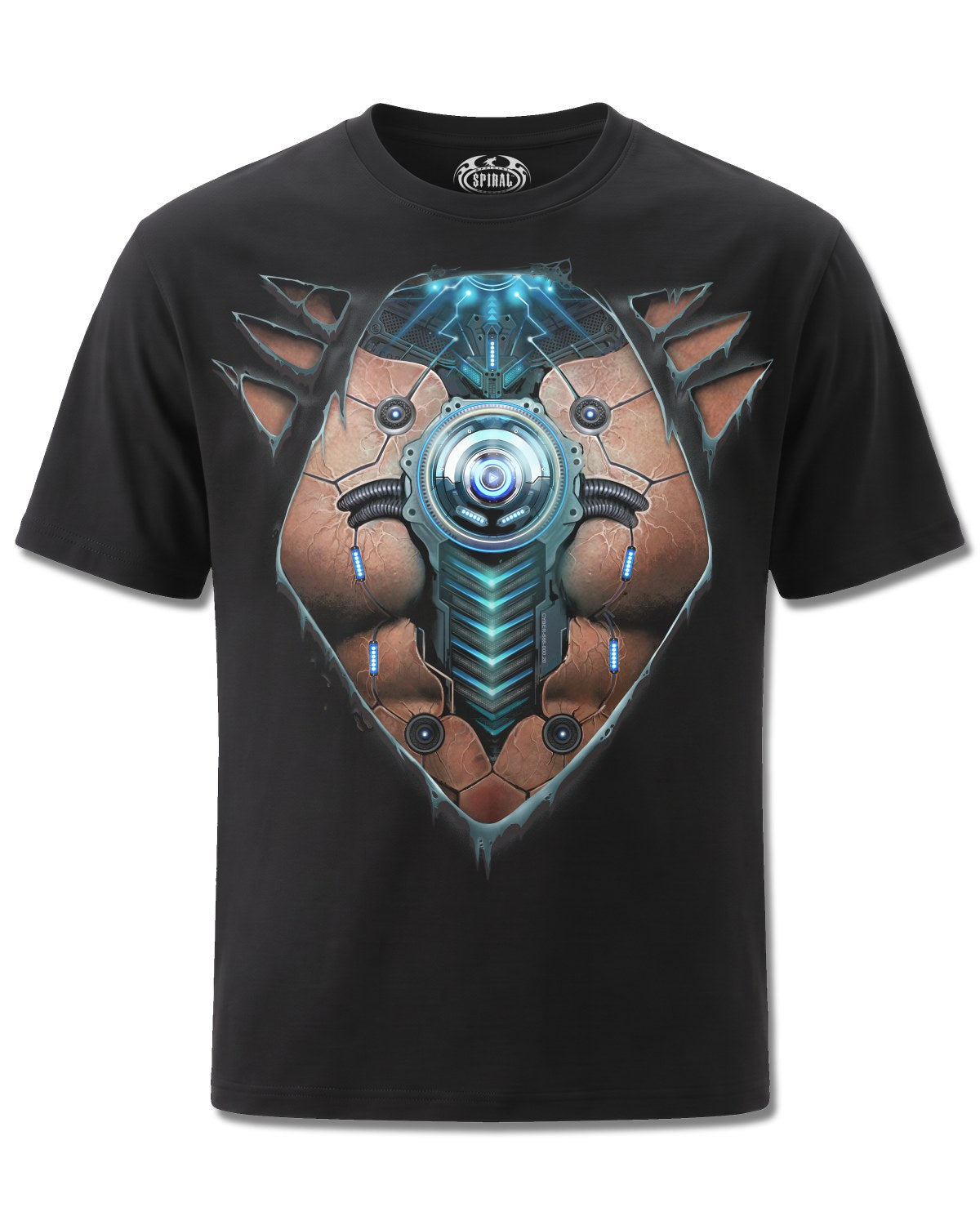 Spiral Cyber Skin design, front view on Black M101, Rock Off Retail official merch