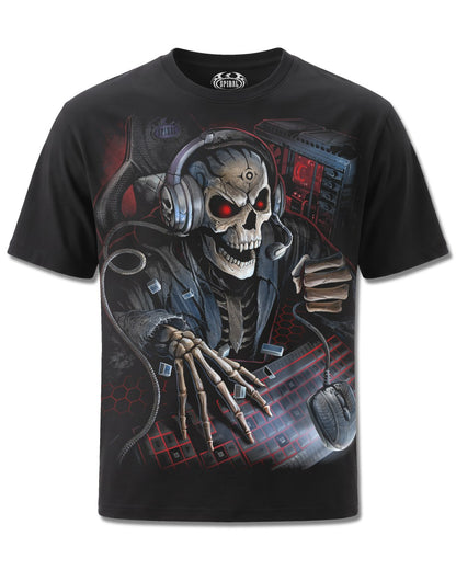 Spiral PC Gamer design, front view on Black M101, Rock Off Retail official merch