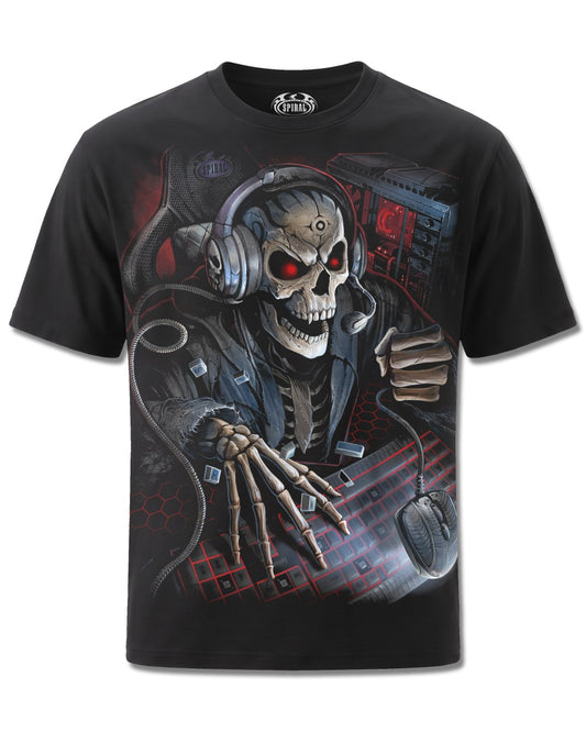 Spiral PC Gamer design, front view on Black M101, Rock Off Retail official merch