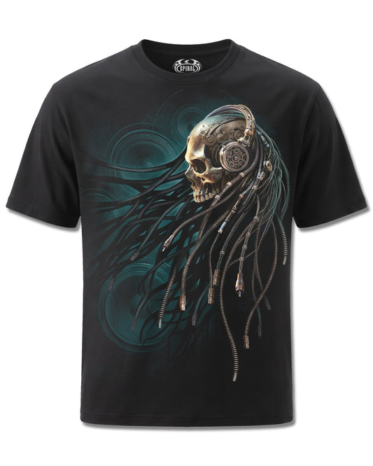 Spiral Dread Rocks design, front view on Black M101, Rock Off Retail official merch