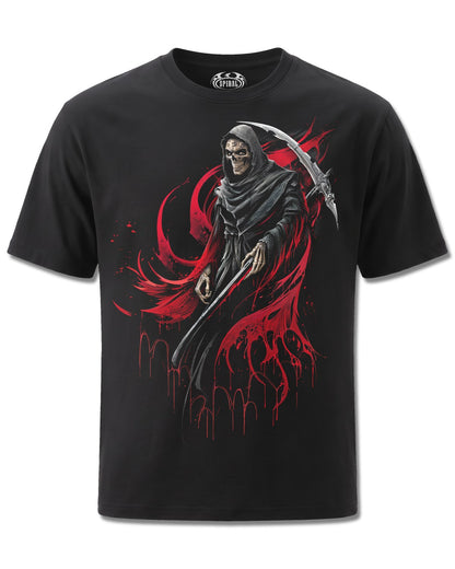 Spiral Screaming Death design, front view on Black M101, Rock Off Retail official merch