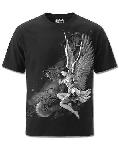 Spiral Lucid Dreams design, front view on Black M101, Rock Off Retail official merch