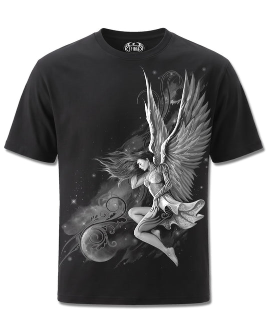 Spiral Lucid Dreams design, front view on Black M101, Rock Off Retail official merch