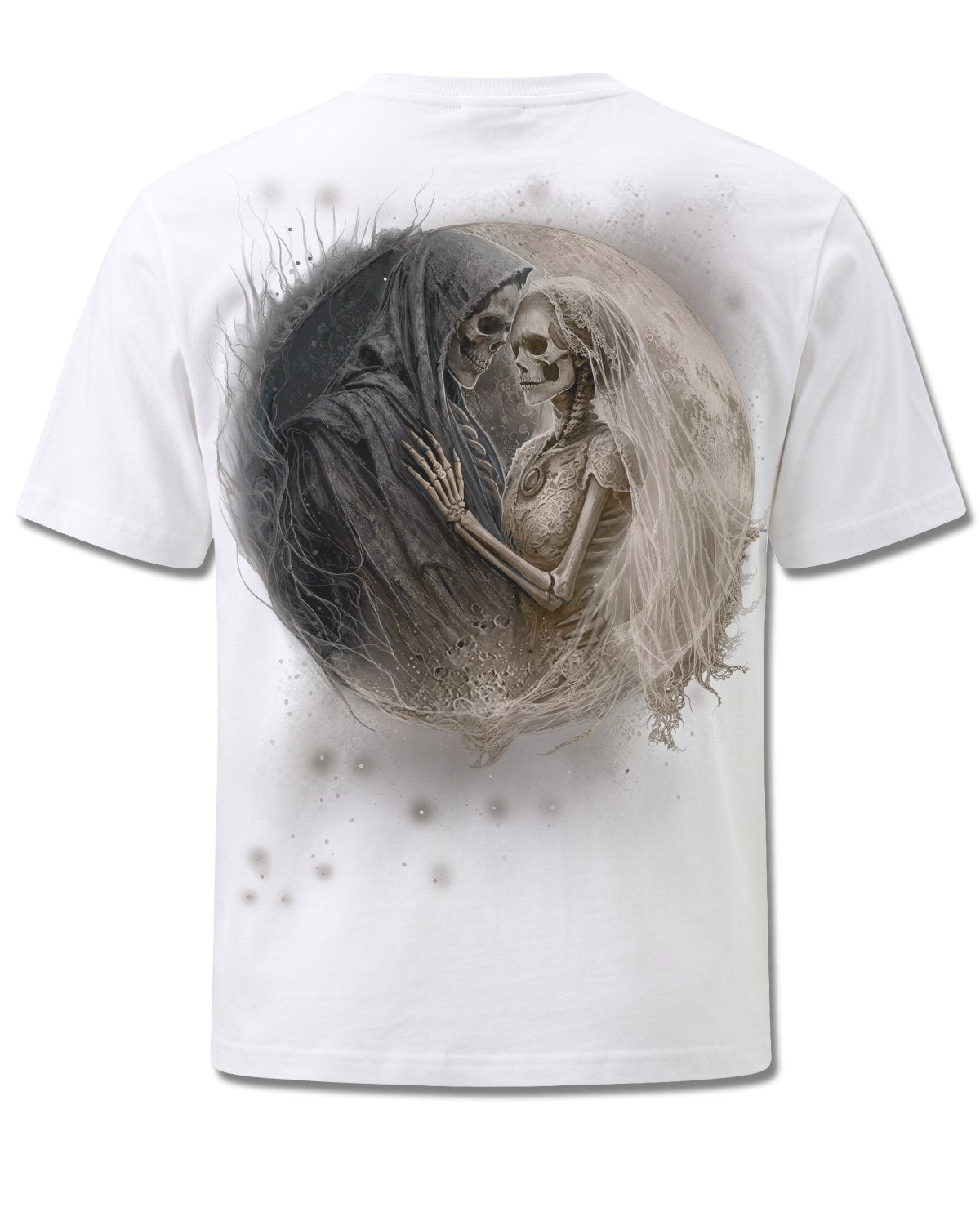 Spiral Last Dance design, back view on White M113, Rock Off Retail official merch