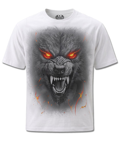 Spiral Darkest Fear design, front view on White M113, Rock Off Retail official merch