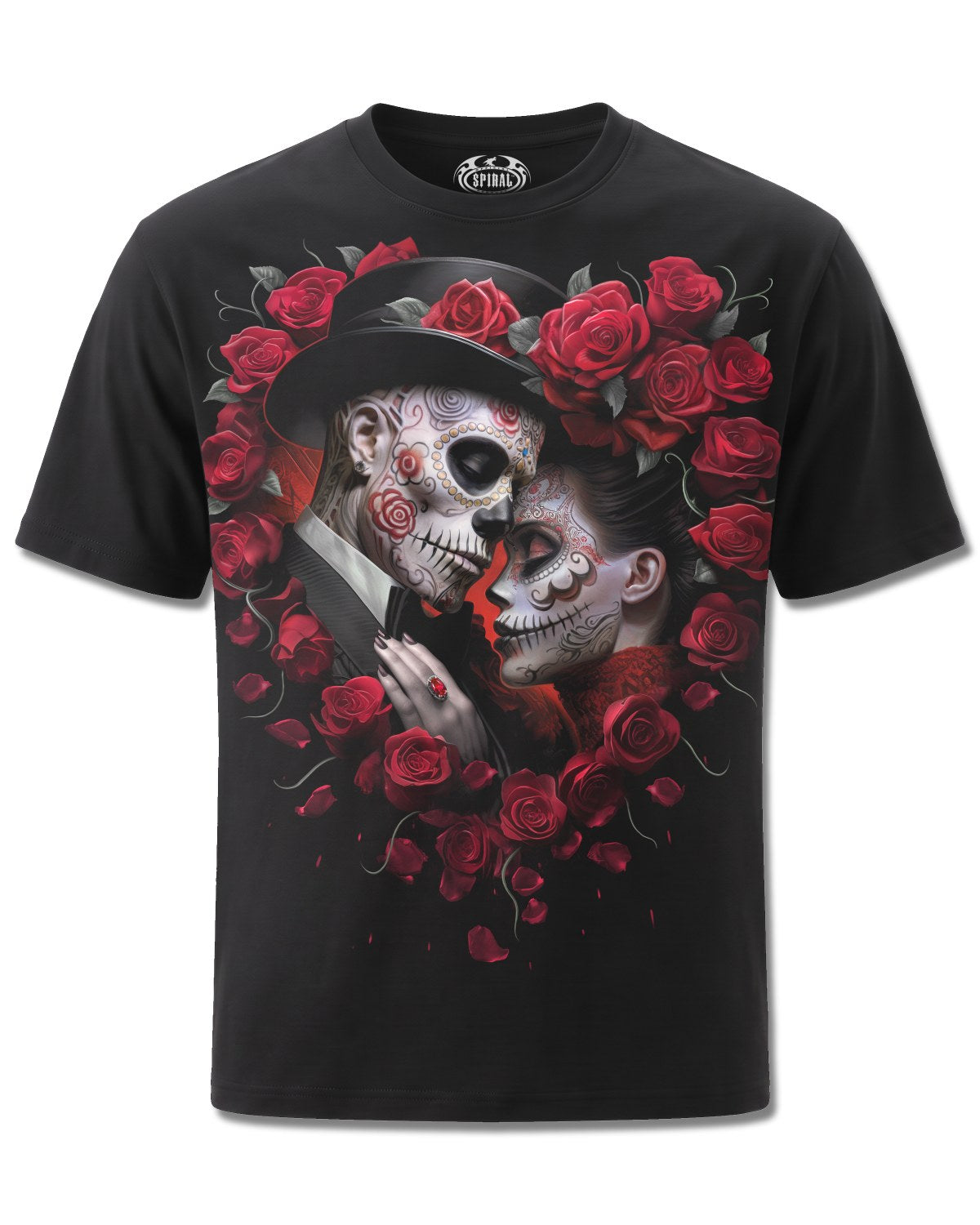 Spiral Be Mine design, front view on Black M121, Rock Off Retail official merch