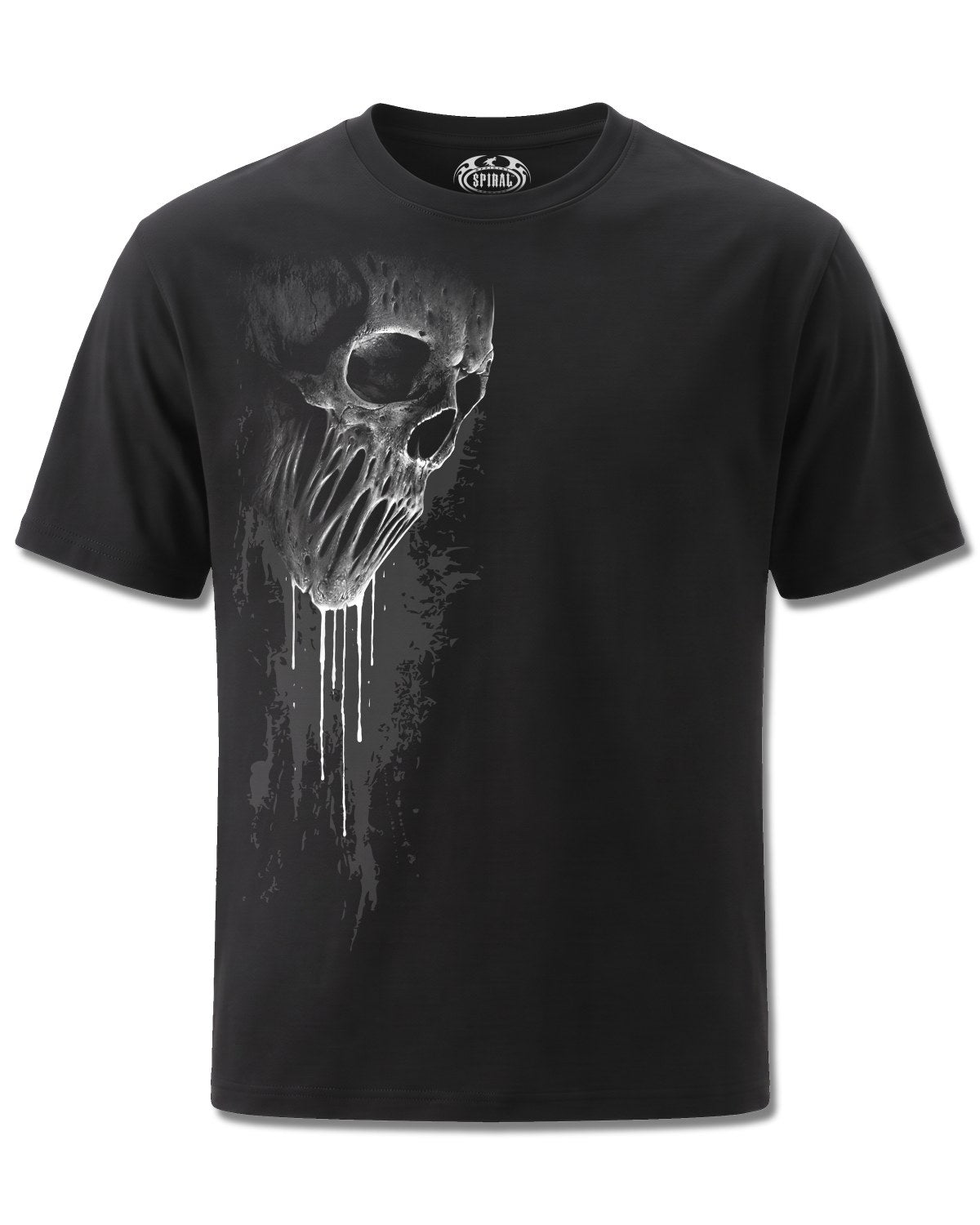 Spiral Bat Curse design, front view on Black M121, Rock Off Retail official merch