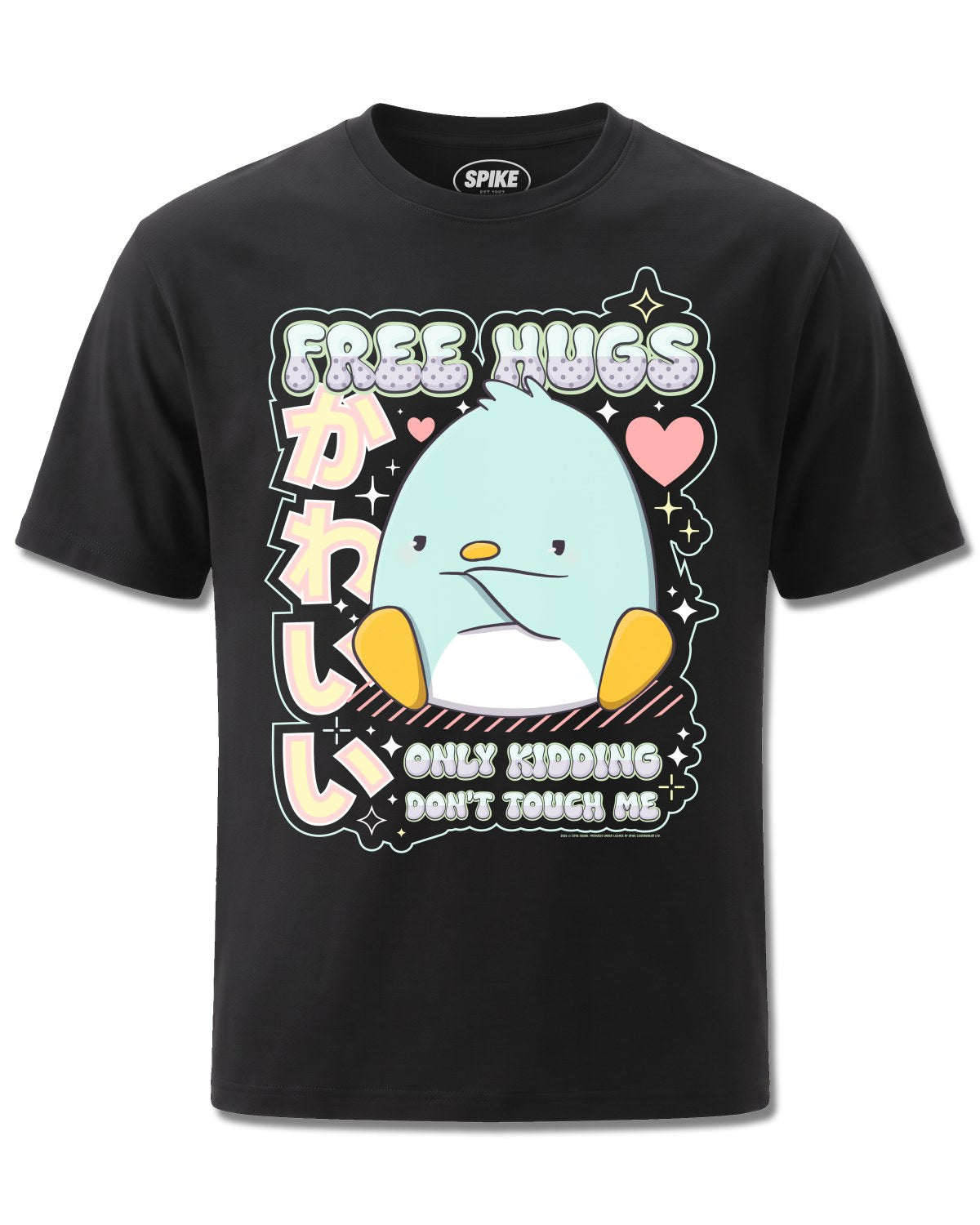 Cutie Squad Free Hugs (Cutie Squad) design, front view on Black M121, Rock Off Retail official merch