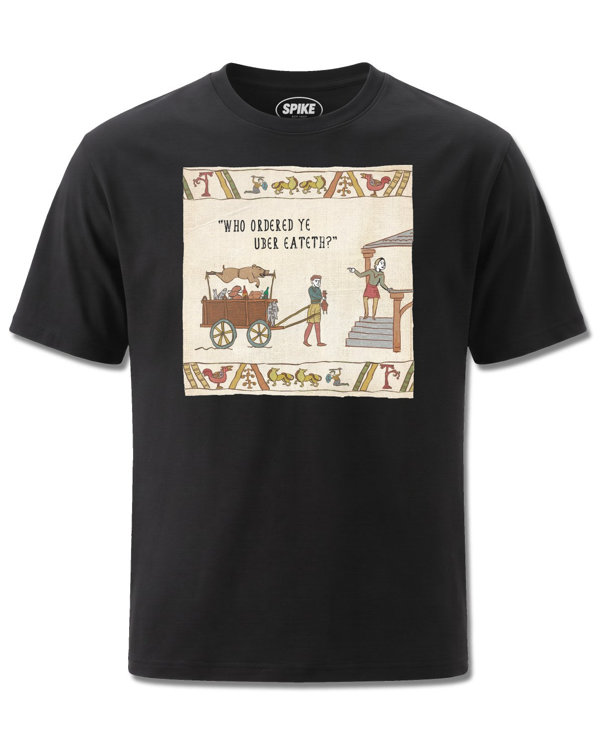 Hysterical Heritage Uber Eateth (Hysterical Heritage) design, front view on Black M121, Rock Off Retail official merch