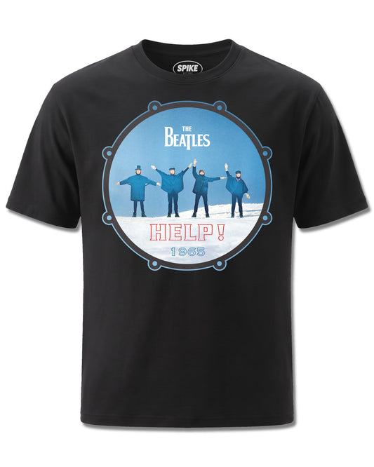 Beatles Help 1965 (The Beatles) design, front view on Black M121, Rock Off Retail official merch
