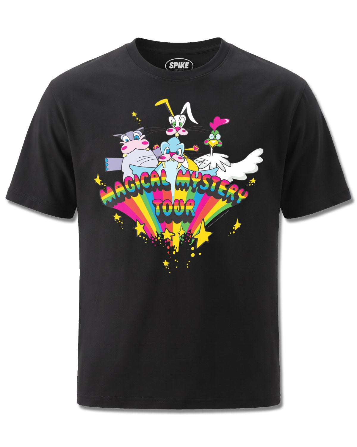 Beatles Magical Mystery Tour (The Beatles) design, front view on Black M121, Rock Off Retail official merch