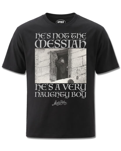 Monty Python Messiah (Monty Python) design, front view on Black M121, Rock Off Retail official merch