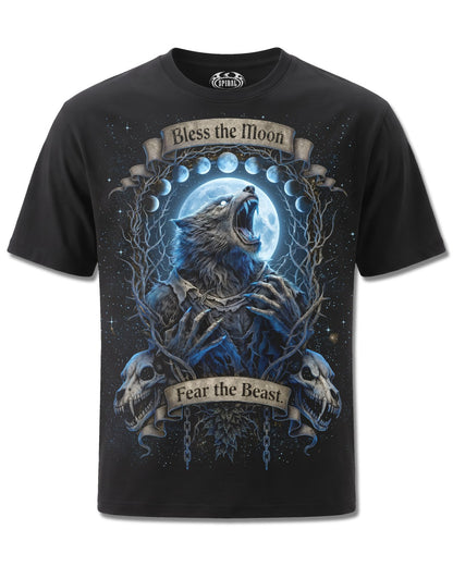 Spiral Fear The Beast design, front view on Black M121, Rock Off Retail official merch