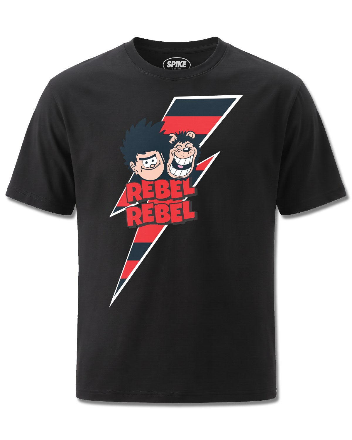 Beano Rebel (Beano) design, front view on Black M121, Rock Off Retail official merch