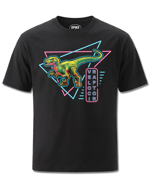 Pd Moreno Neon Raptor (PD Moreno) design, front view on Black M121, Rock Off Retail official merch