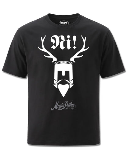Monty Python Knights Of Ni! (Monty Python) design, front view on Black M121, Rock Off Retail official merch