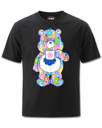 Care Bears Grumpy Bear Coffee (Care Bears) design, front view on Black M121, Rock Off Retail official merch