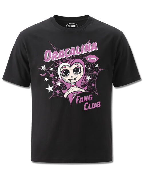 My Charming Dead Mcd Dracalina Fang Club (My Charming Dead) design, front view on Black M121, Rock Off Retail official merch
