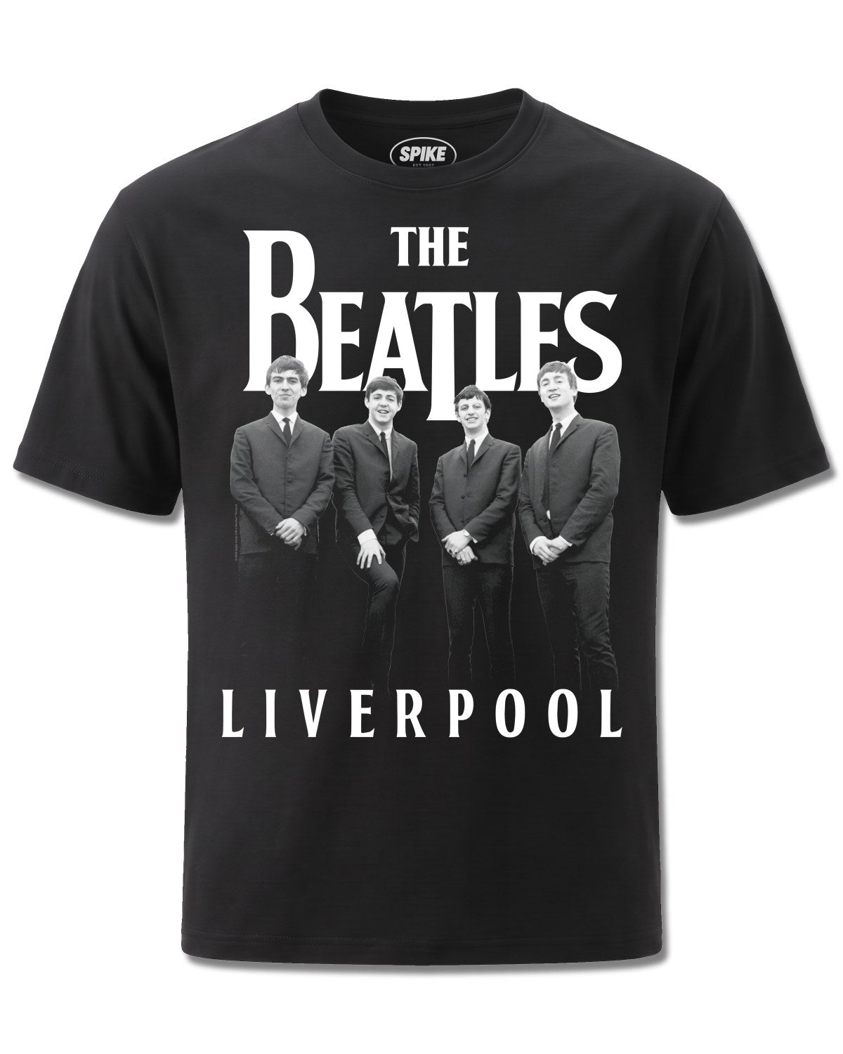 Beatles The Beatles Liverpool Stroll (The Beatles) design, front view on Black M121, Rock Off Retail official merch