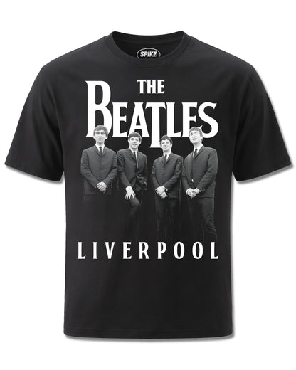 Beatles The Beatles Liverpool Stroll (The Beatles) design, front view on Black M121, Rock Off Retail official merch