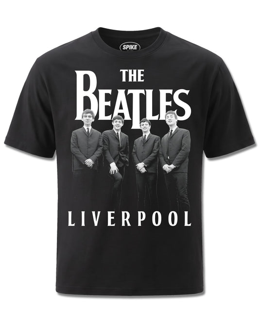 Beatles The Beatles Liverpool Stroll (The Beatles) design, front view on Black M121, Rock Off Retail official merch